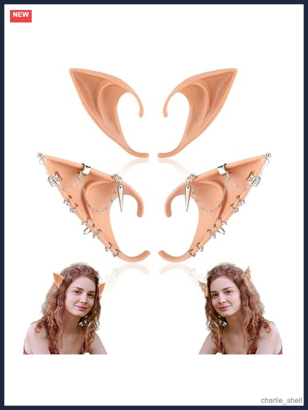 Elf Ears with Fairy Earrings Set Soft Silicone Cosplay Costume Accessories